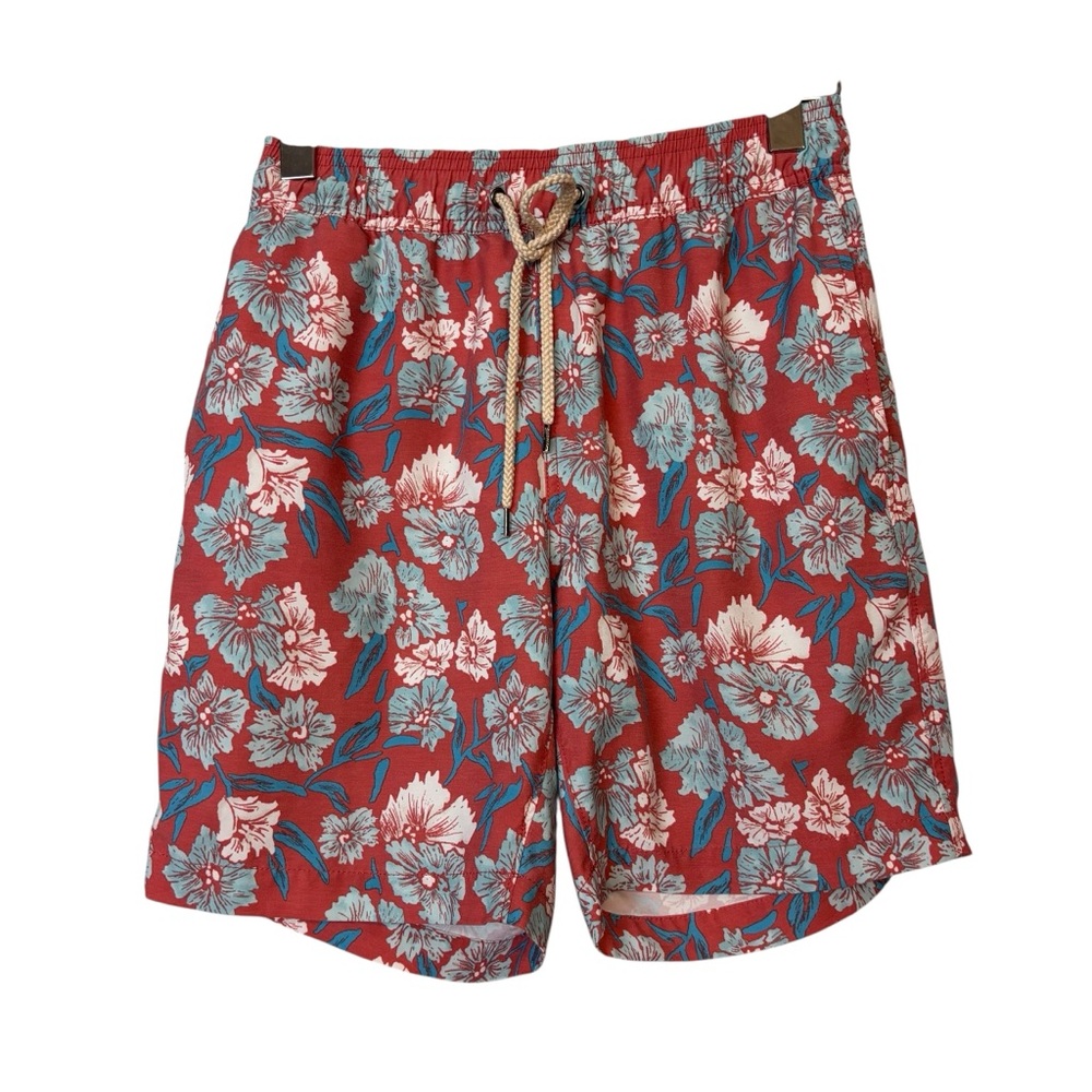 Faherty Floral Pattern Beacon Swim Trunks Men’s Size S